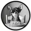 Chihuahua - Hond - Zonnebril - Humoristisch - Zwart - Wit - Spaghetti Fotolijst rond zonder passe partout klein -3d