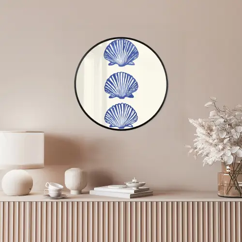 Schelpen - Blauw - Patroon Fotolijst rond zonder passe partout klein -sfeer3