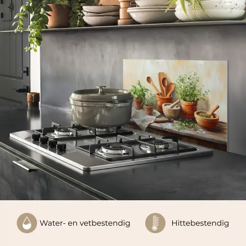 Potten - Kruiden - Hout keuken achterwand spatscherm klein -usp_NL