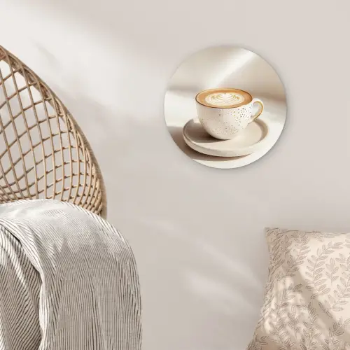 Cappuccino - Schuim - Schotel - Beige Wandcirkel plexiglas klein -sfeer5