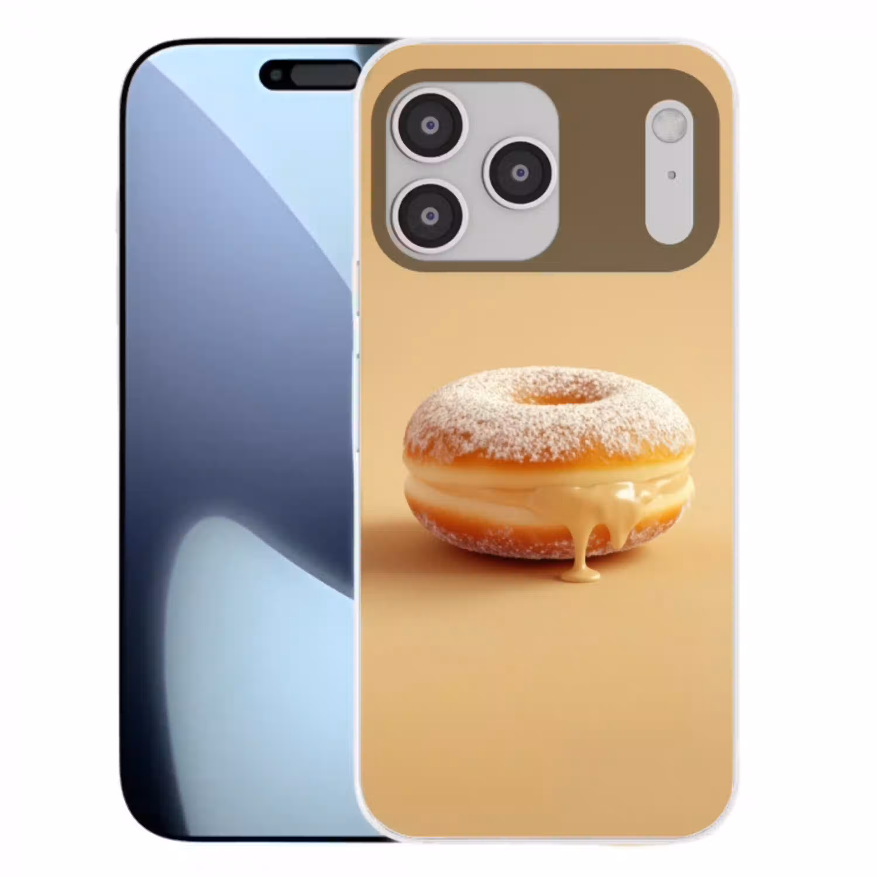 Donut - Romig - Poedersuiker - Beige Telefoonhoesje iPhone 17 Pro Max klein -3d