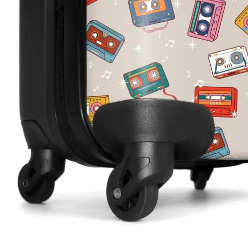 Retro disco cassettes patroon diverse kleuren NBS - Handbagage koffer - Kinderen Unisex middel -wiel