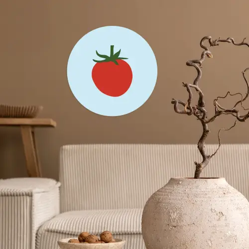 Rood - Tomaat - Groente Wandcirkel behangsticker klein -sfeer1