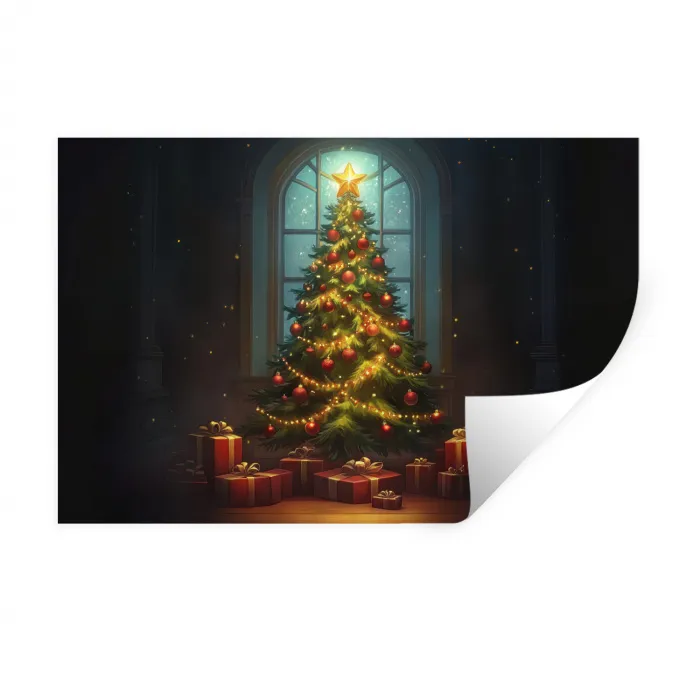 Kerstboom - Cadeau - Kerst - Winter Muursticker klein -3d