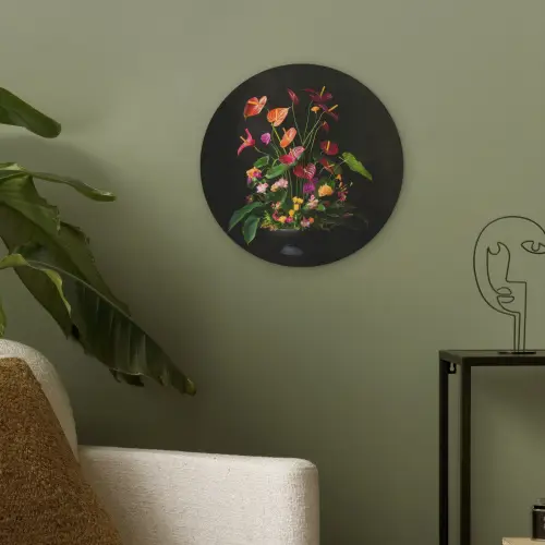 Bloemen - Vaas - Kleurrijk Akoestische PET Vilt - Rond klein -sfeer2
