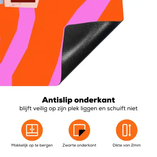 Zebraprint - Grafisch - COOL - Oranje Inductie beschermer vinyl 3mm klein -zzzzzzz-td-onderkant