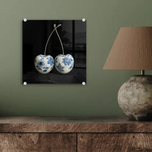 Kersen - Delfts blauw - Fruit plexiglas 5mm klein -sfeer3