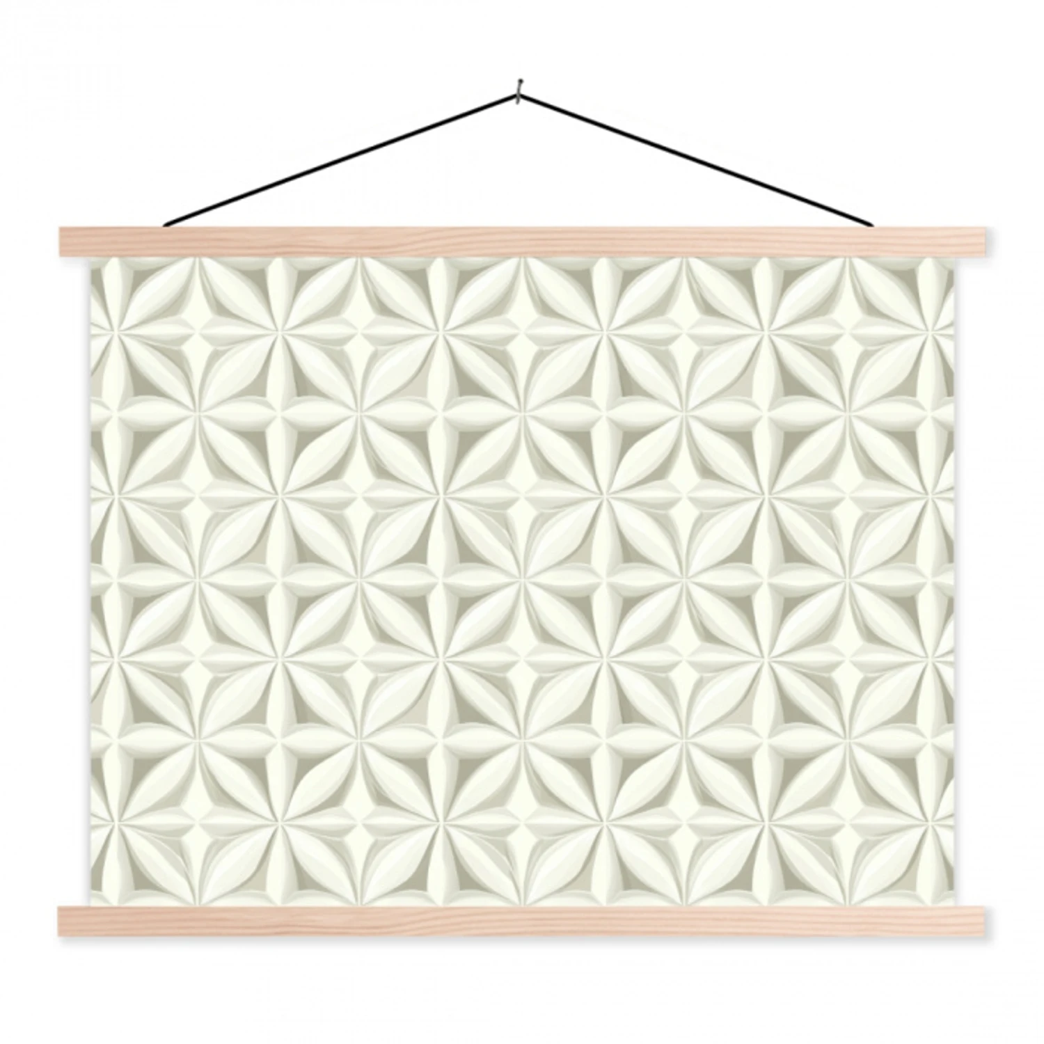 Abstract - Structuur - Grijs - Wit textielposter latten blank klein 122 -3d