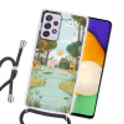 Jungle - Oase - Dieren - Kleurrijk Hoesje Samsung Galaxy A52 5G met koord klein -sfeer1