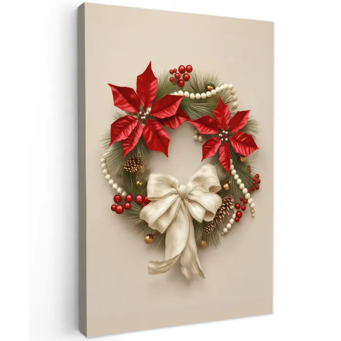 Deurkrans - Strik - Kerst - Rood - Groen Tuinposter op houten frame 2 cm dik klein -3d