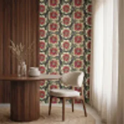 Bloemen - Klassiek - Patroon - Rood Behang Vinyl klein 1060 -sfeer1