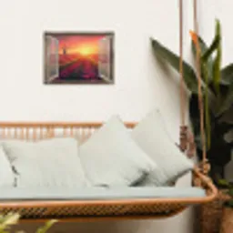 Doorkijk - Tulpen - Zonsondergang - Bloemen - Kleurrijk tuinposter los doek klein -sfeer7