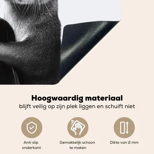 Wijnfles - Otter - Zwart Inductie beschemer met haakjes middel -ky-onderkant-nl