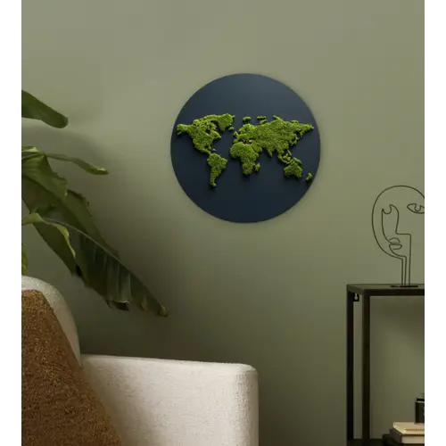 Wereldkaart - Mos -Levendig effect Wandcirkel kunststof plaat 5mm dik klein -sfeer3