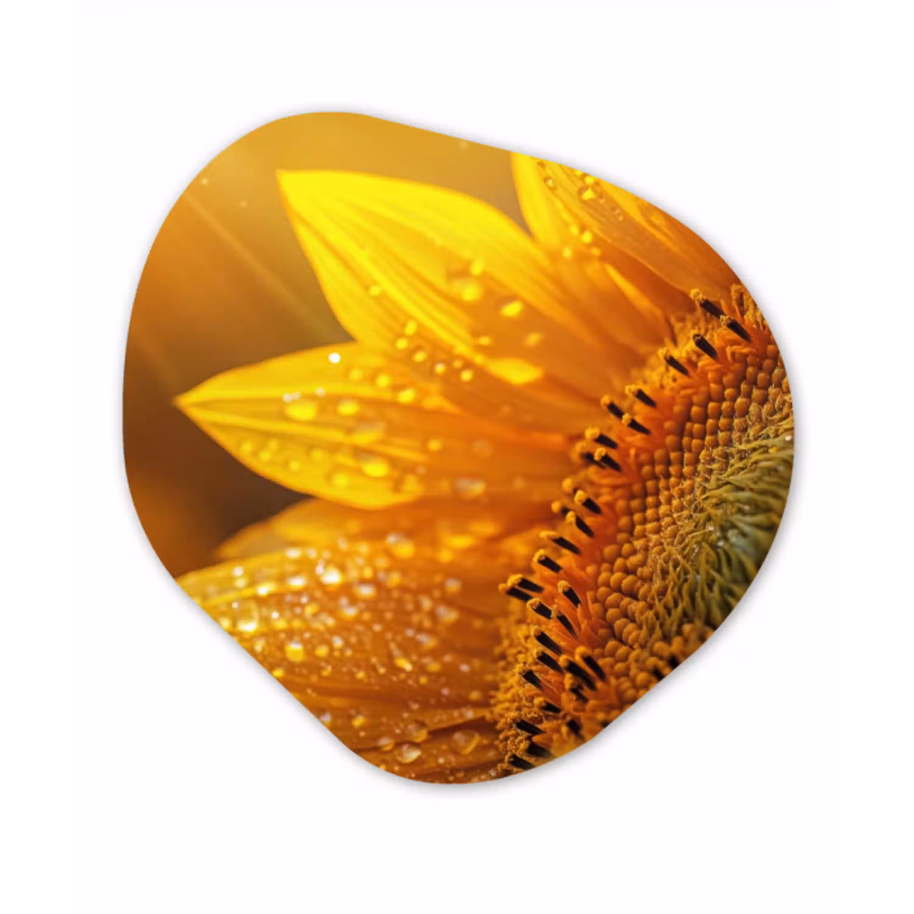 Zonnebloem - Dauwdruppels - Geel - Zonlicht Wandcirkel Organisch Forex 3mm klein -3d