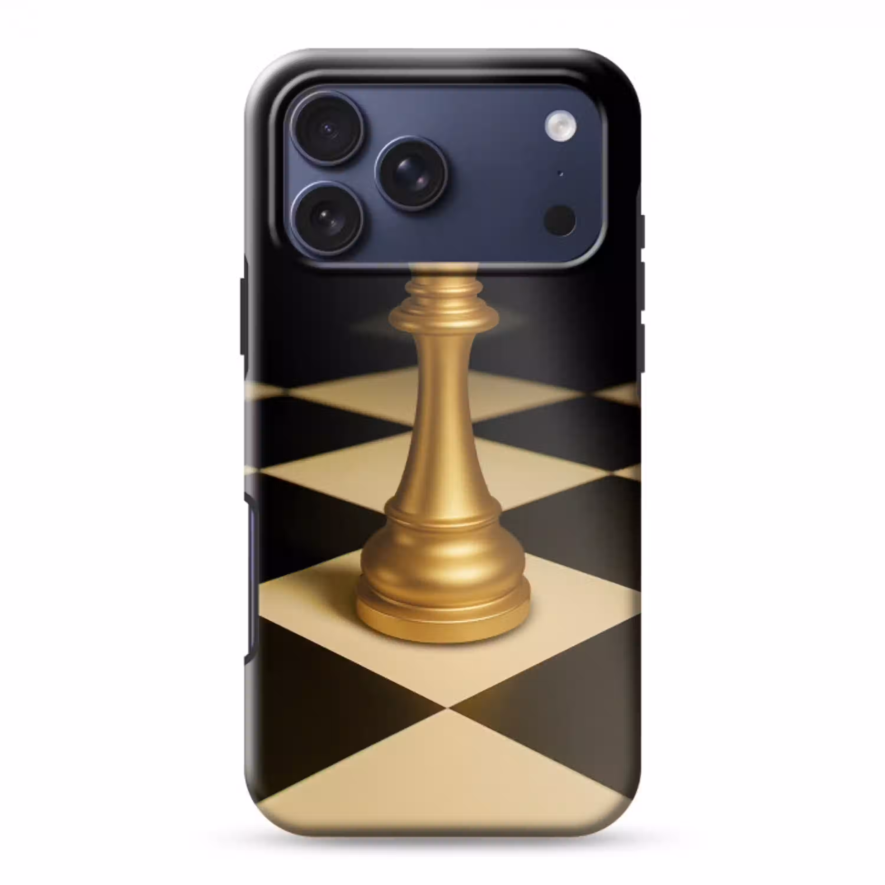 Koningin - Schaakstuk - Geblokt - Goud Toughcase MagSafe Apple iPhone 17 Pro Max klein -3d