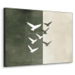 Japandi - Vogel - Groen Textielframe zwart klein -3d