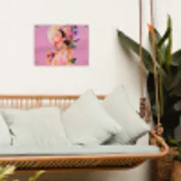 Vrouw - Bloemen - Paars - Abstract tuinposter los doek klein -sfeer7