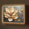 Bloemen - Goud - Kunst - Zwart - Modern Light Box met batterij (Wandlamp) middel -z3d_website