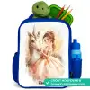 Prinses in jurk met witte eenhoorn Kinderrugzak - Blauw middel -inhoud_NL
