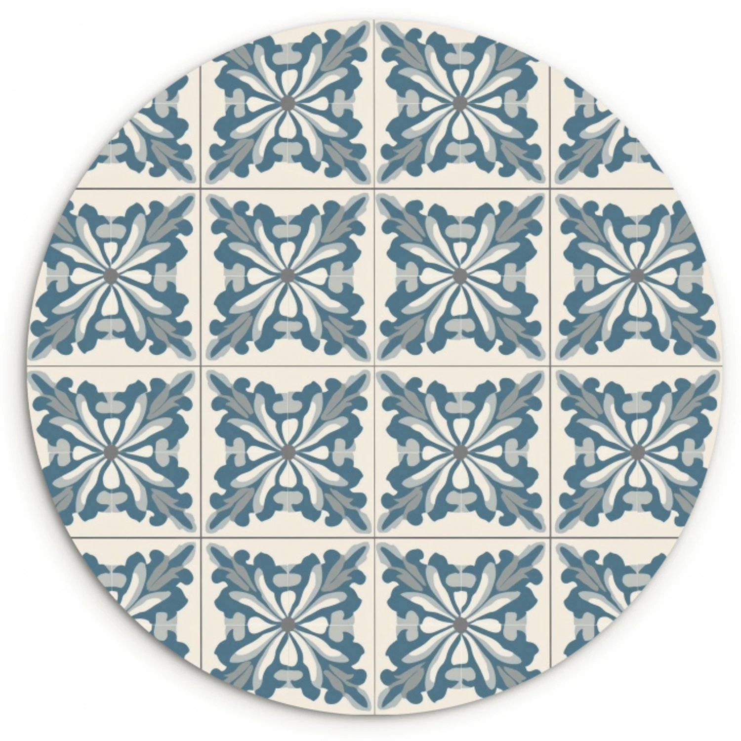 Dessin - Tegel - Blauw Wandcirkel kunststof plaat 5mm dik klein 188 -3d