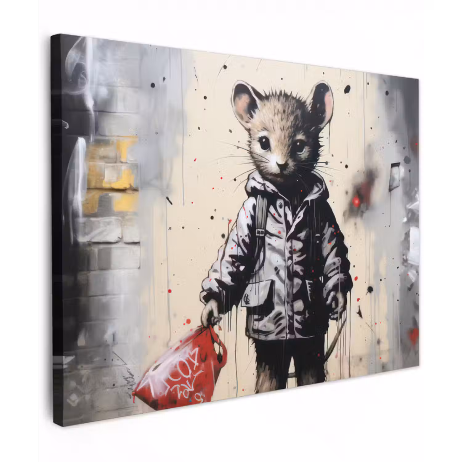 Leinwandbild - Maus - Rot - Graffiti