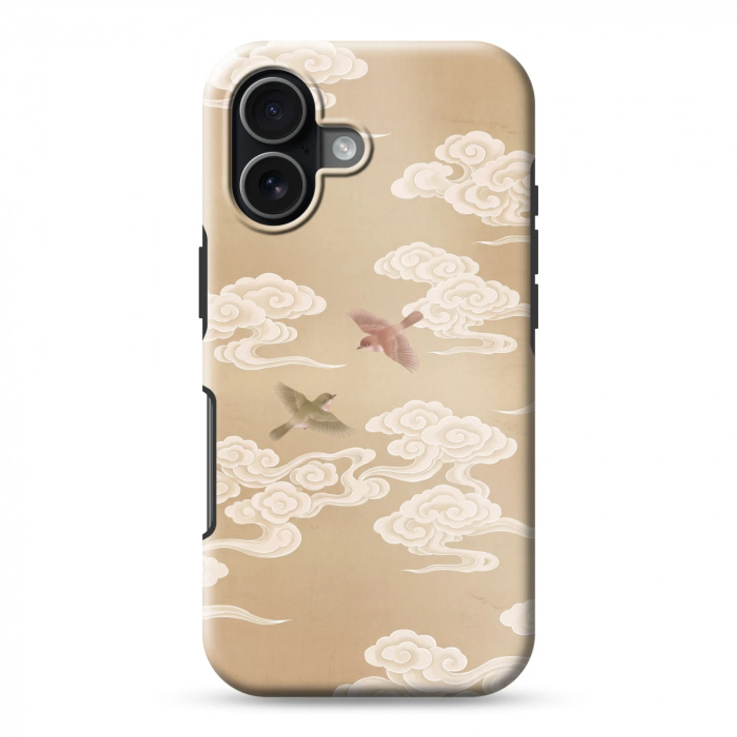 Vogels - Vliegen - Beige Toughcase MagSafe Apple iPhone 17 klein -3d