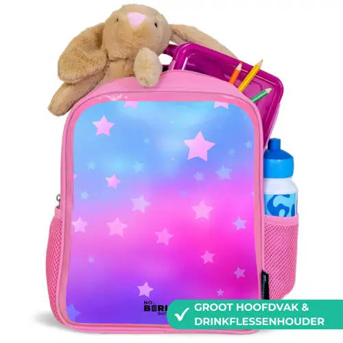 Sterren - Roze - Blauw Kinderrugzak - Roze middel -inhoud_NL