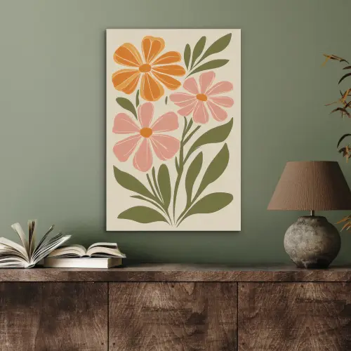 Minimalistisch - Bloemen - Bladeren - Roze PET vilt middel -sfeer2