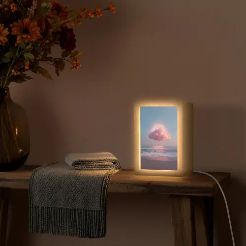 Wolk - Regenboog - Zee Light Box met kabel (Tafellamp) klein -sfeer4