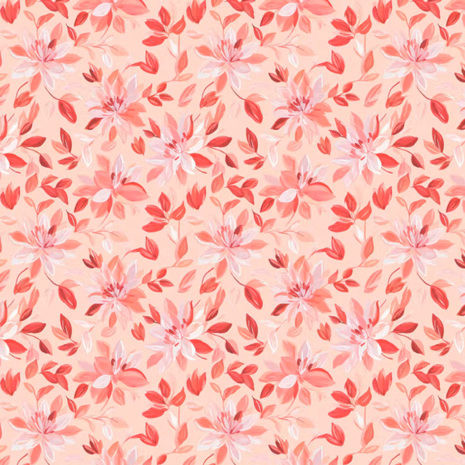 Behang - Botanisch - Bloemen - Rood