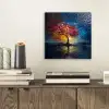 Boom - Blauw - Bladeren - Vakken aluminium wit klein -sfeer1