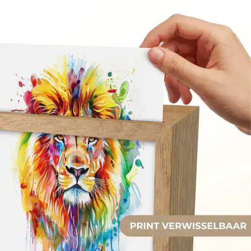 Leeuw - Verf - Kleurrijk - Wit - Dier Light Box met kabel (Kinderlampje) klein -USP_websiteprintNL