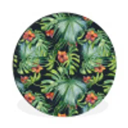 Monstera - Jungle - Bladeren Wandcirkel aluminium klein -3d