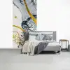 Abstracte weergave van de lucht met gouden accenten uit de natuur fotobehang vinyl groot -slaapkamer