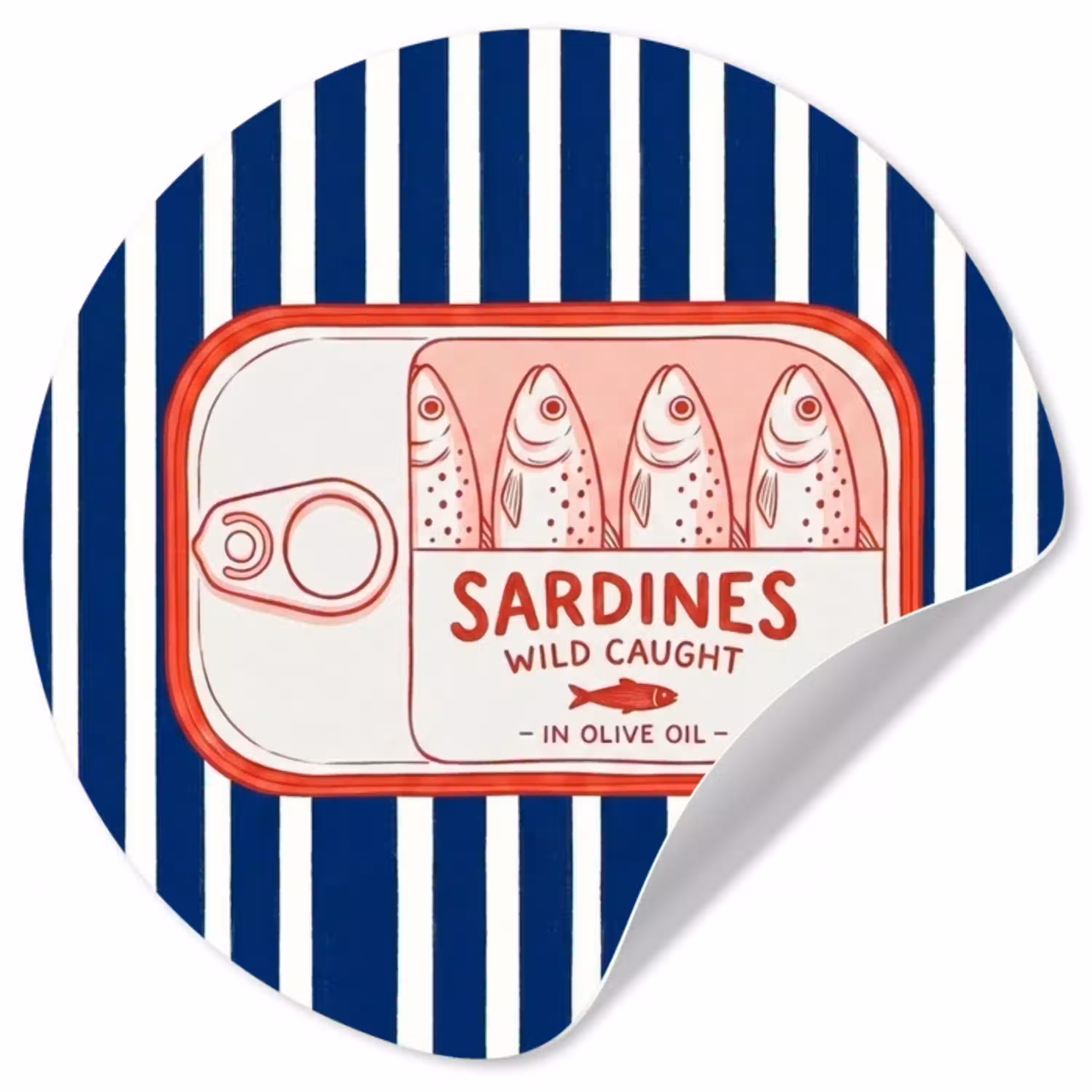 Eten - Vis - Blik - Illustratie - Rood Wandcirkel behangsticker klein -3d