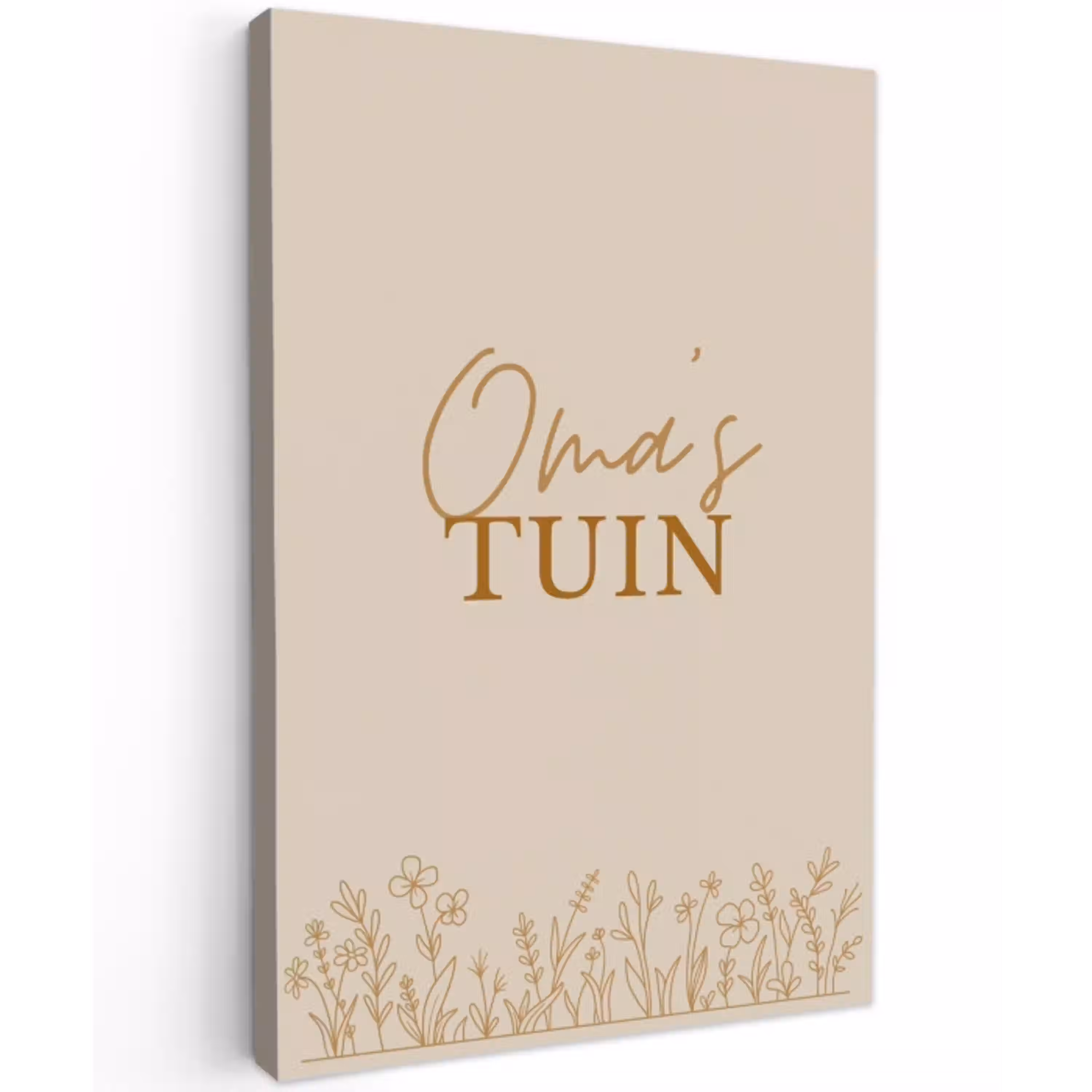 Oma's Tuin met bloemen Tuinposter op houten frame 2 cm dik klein -3d