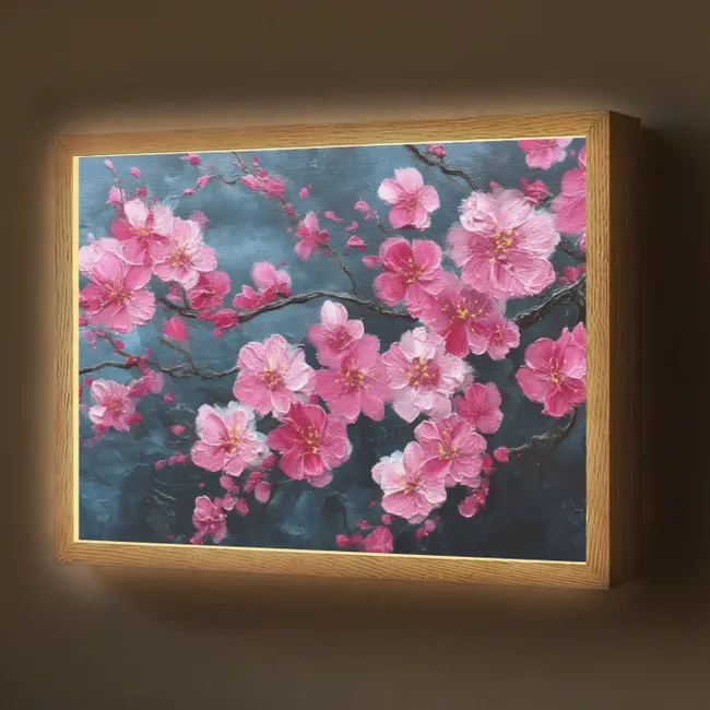 Lightbox - Wandlamp - Bloem - Bloesems - Roze - Abstract