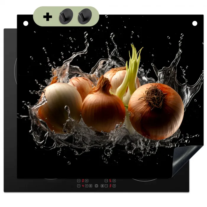Ui - Groente - Bruin - Water - Zwart Inductie beschemer met haakjes middel -3d