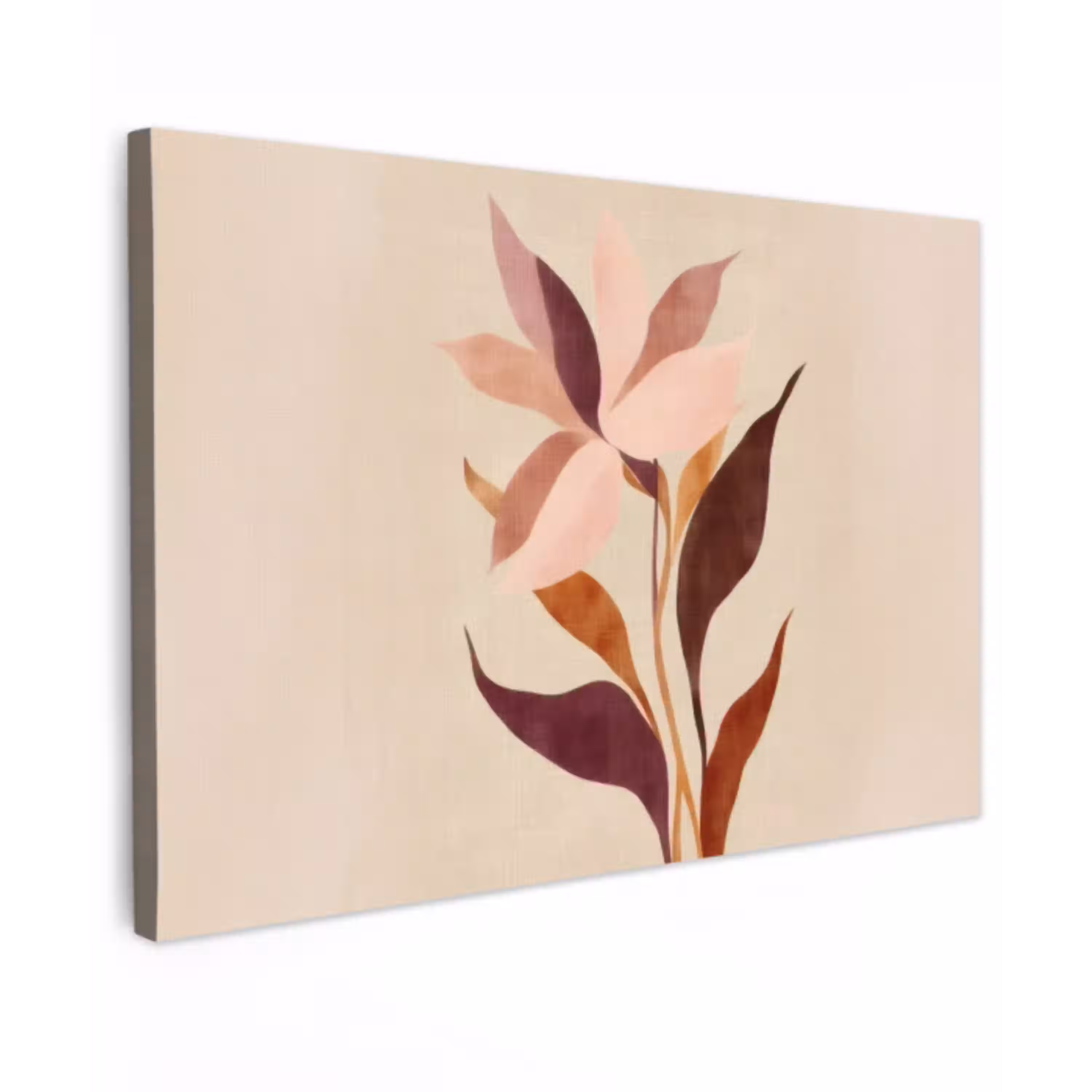 Bloemen - Blaadjes - Minimalistisch - Roze canvas 2cm klein -z3d