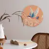 Vogel - Bloesemtakken - Warm - Kleurrijk Akoestische PET Vilt - Rond klein -sfeer3