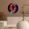 Astronaut - Neon - Gaming - Ruimte Wandcirkel behangsticker klein -sfeer1