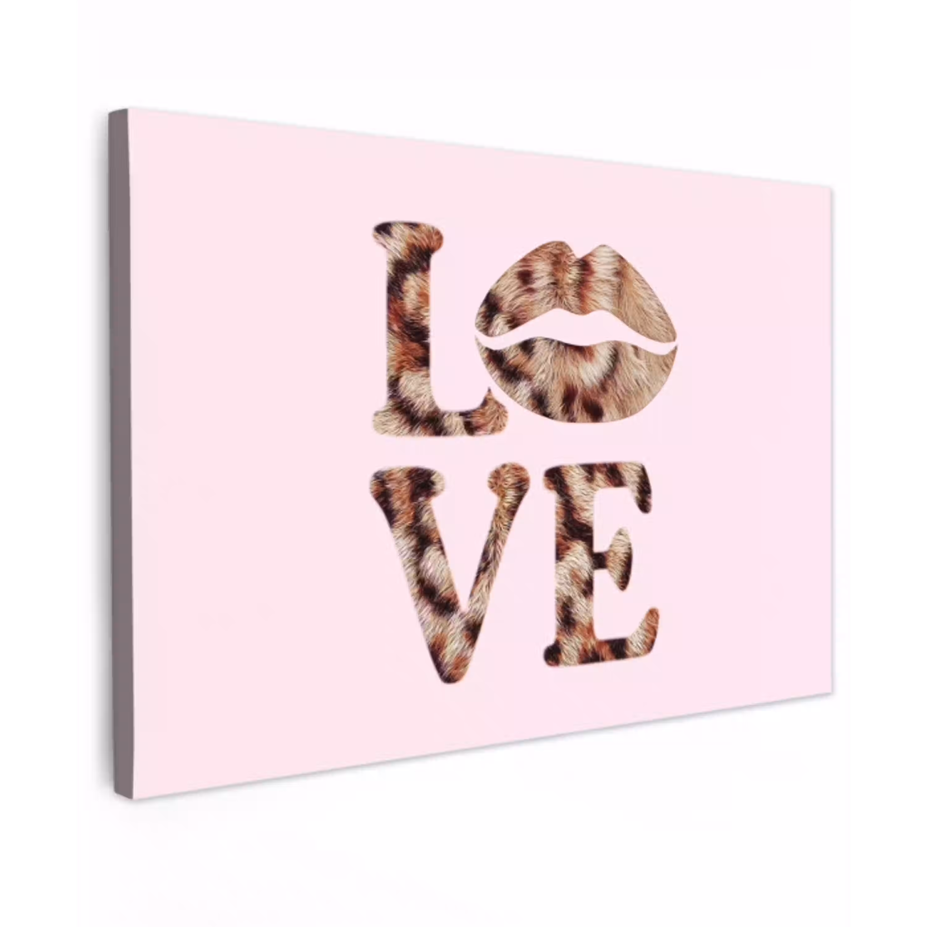 Tekst - Love - Pantervacht - Lichtroze canvas 2cm klein -z3d