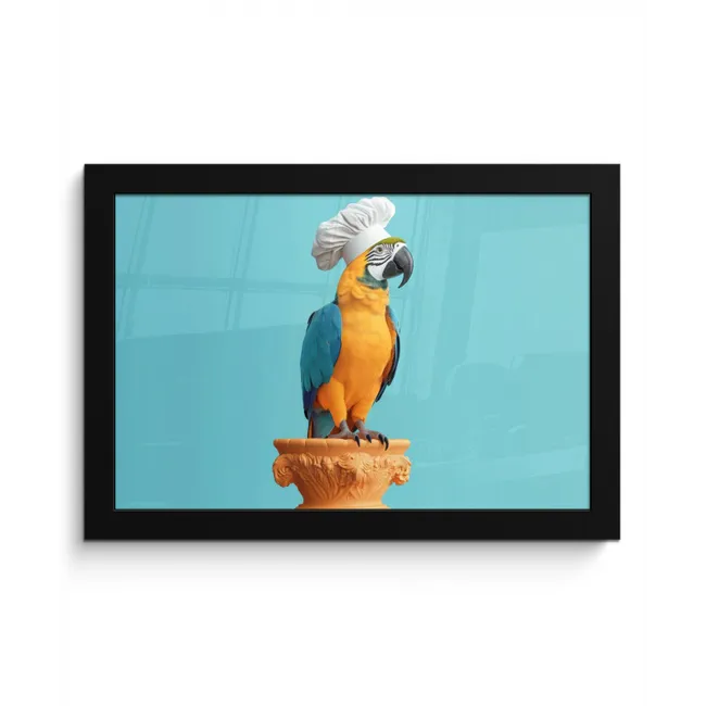 Papegaai - Koksmuts - Grappig - Vogel fotolijst zwart zonder passe partout klein -3d