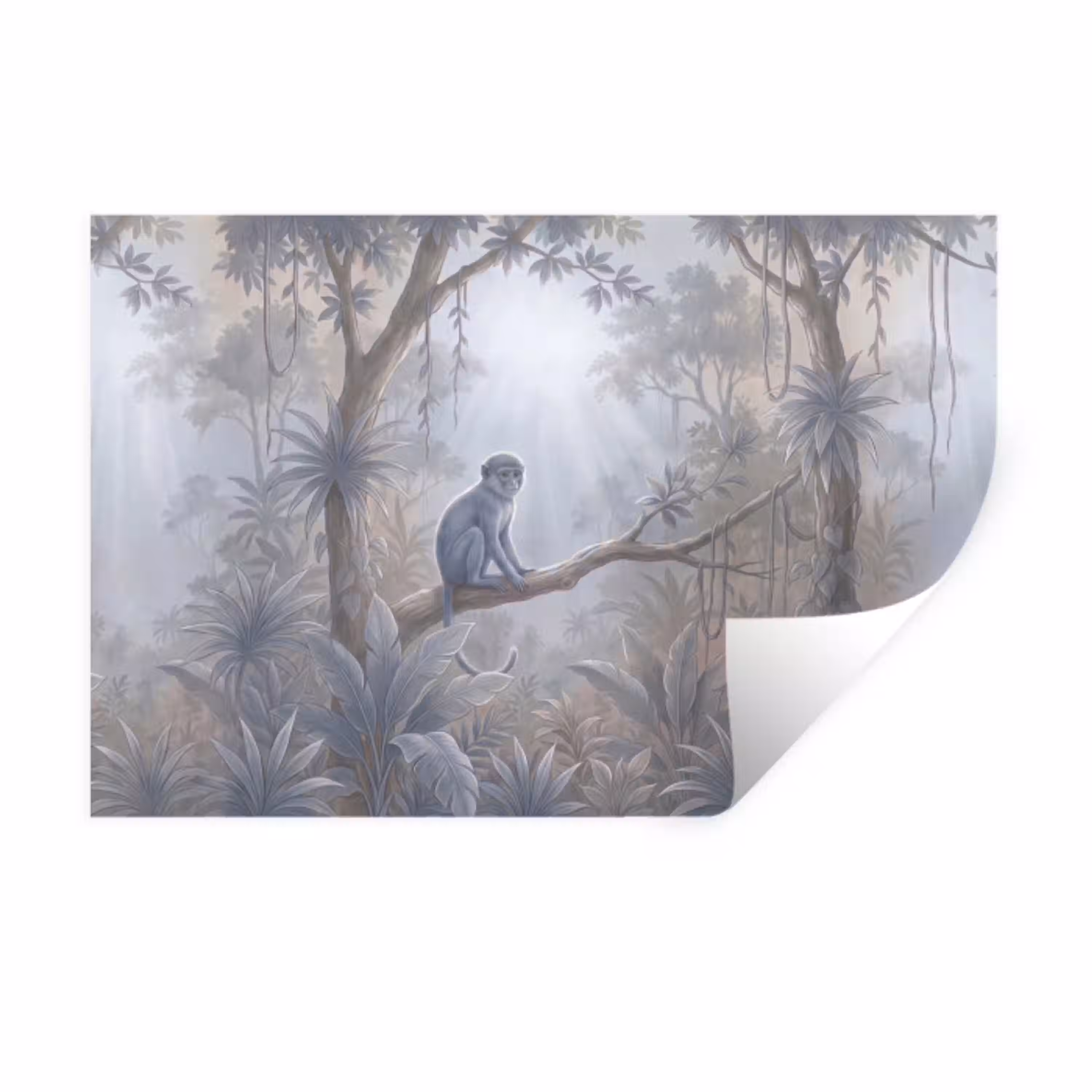 Aap - Boom - Jungle - Natuur - Grijs Muursticker klein -3d