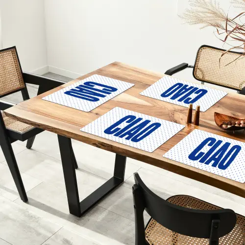 Ciao - Stippen - Roze - Wit Placemat vinyl groot -zzsfeer4_Kitchenyeah-website