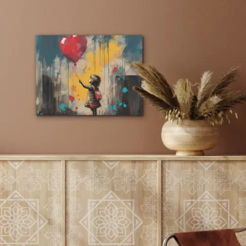 Meisje - Ballon - Hart - Graffiti PET vilt klein -sfeer4