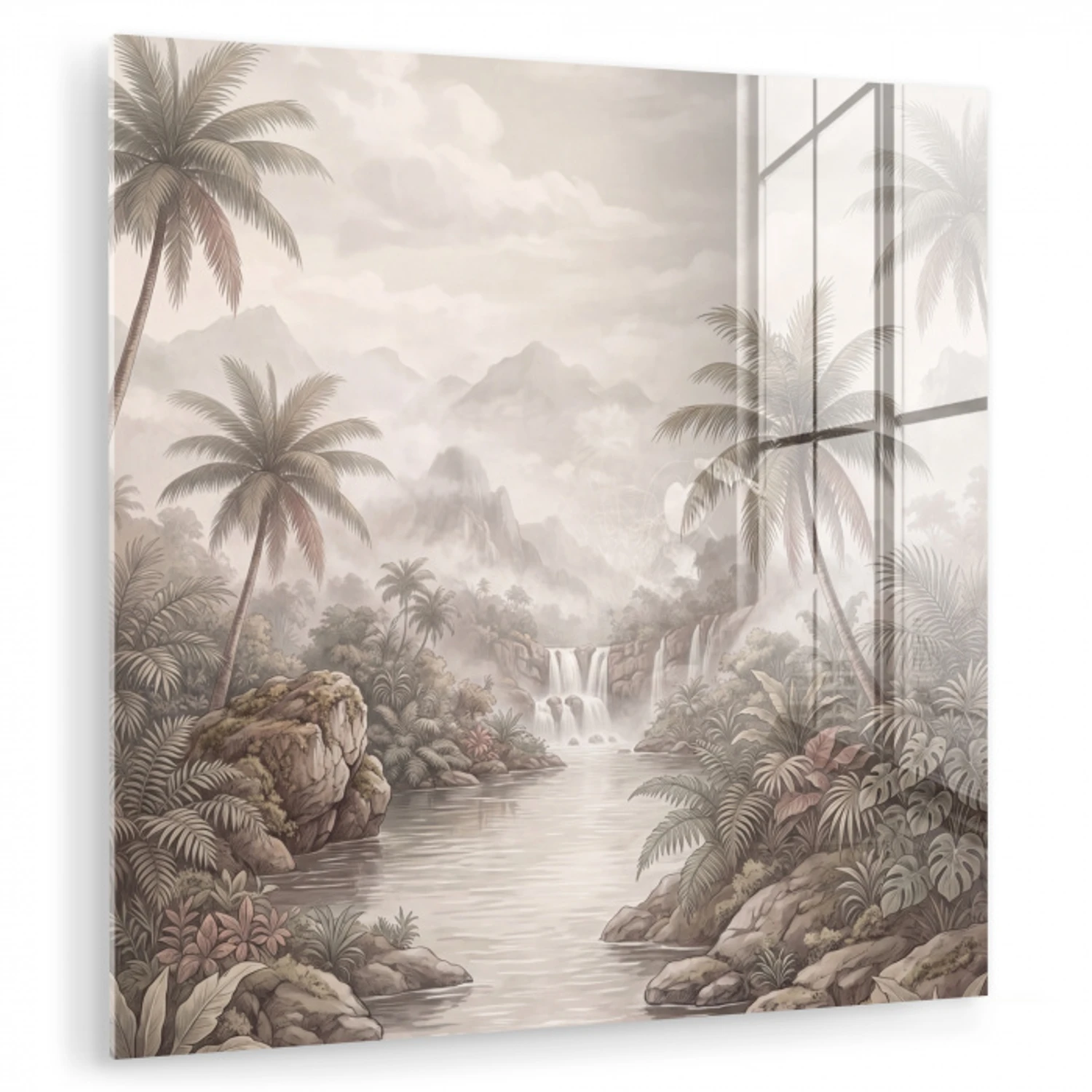 Jungle - Watervallen - Tropisch - Illustratie plexiglas 5mm klein -zzzproduct_nieuw