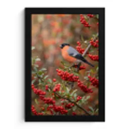 Goudvink - Bessen - Herfst - Natuur - Kleurrijk fotolijst zwart zonder passe partout klein -3d