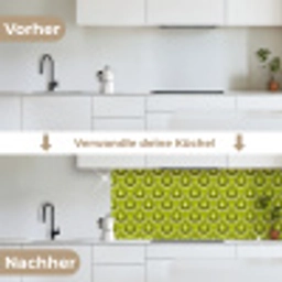 Patronen - Retro - Regen - Druppel - Groen keuken achterwand 2 middel 871 -voor-na_DE